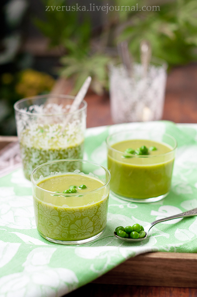 Суп из зеленого горошка с кокосовым молоком и имбирем