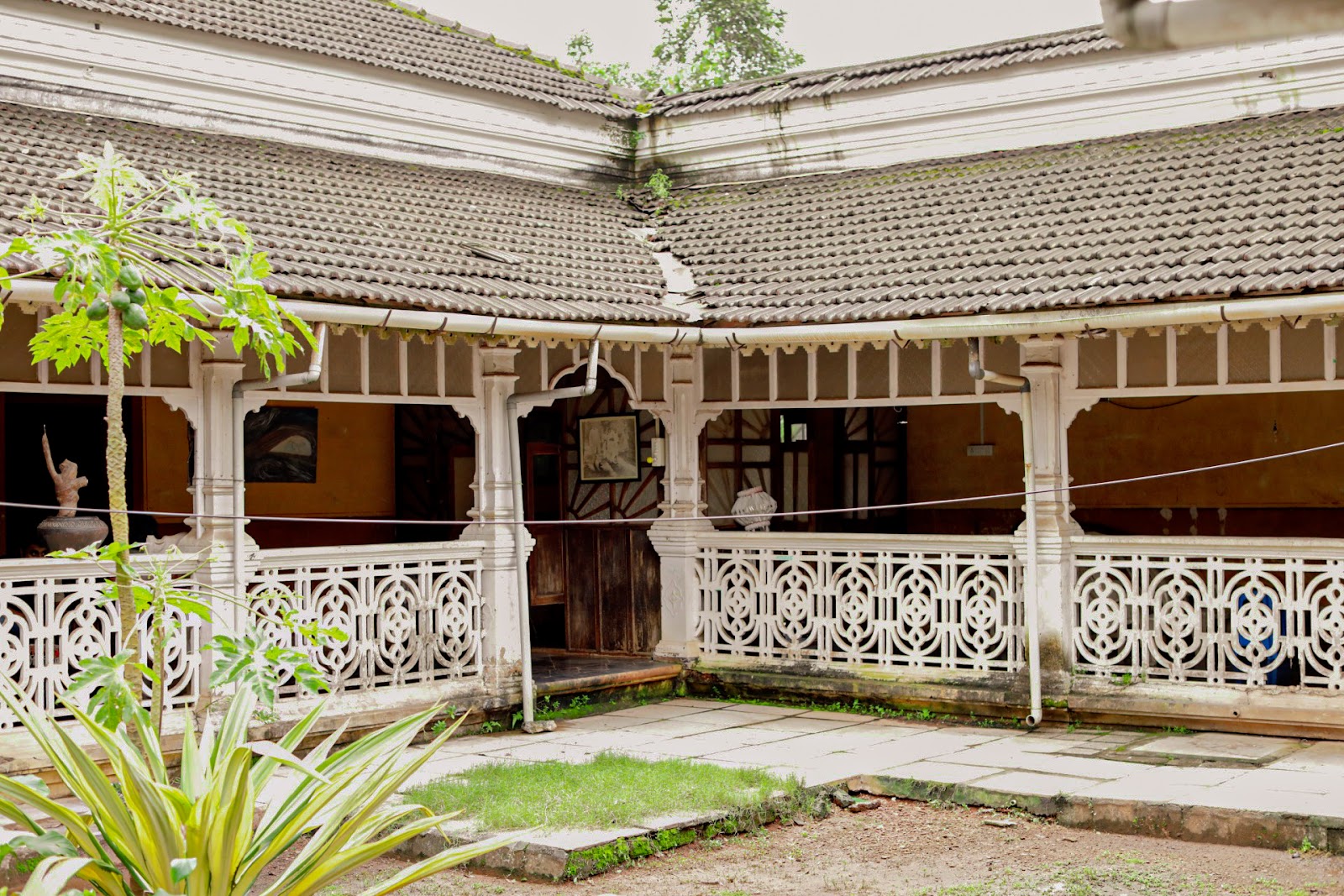a goan house with corridors and courtyard