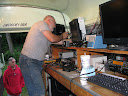 Terry W8ZN works on microwave station (Mark K4SO observes)