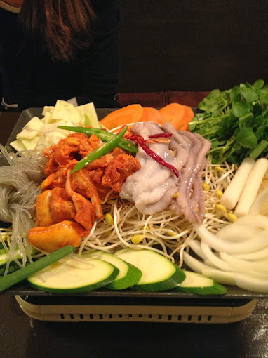 Raw Pig and Octopus at Moo Kyo Dong Nak Ji