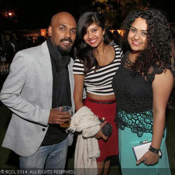 Varna, Yolanda and Collin during Bangalore Fashion Week party. 