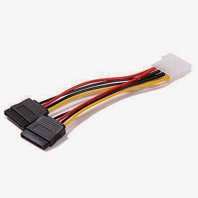  Molex 4 Pin to 2 x 15 Pin SATA Power Cable for IDE to Serial ATA SATA Hard Drive Power Cable Adapter