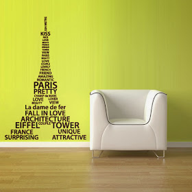 Wall Vinyl Sticker Decals Eiffel Tower Decal Paris France Words 