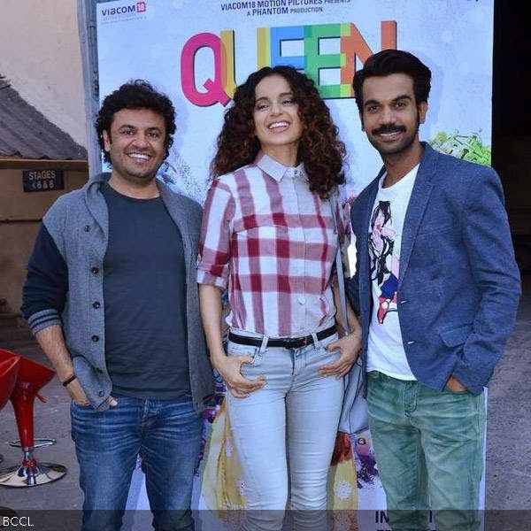 Kangana Ranaut, Vikas Bahl and Rajkummar Rao promote Queen at Mehboob, in Mumbai. (Pic: Viral Bhayani)