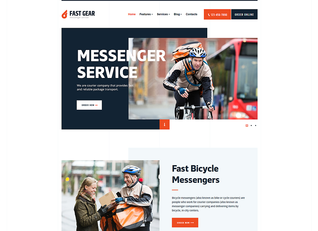 Fast Gear - Tema de WordPress para servicios de mensajería y entrega