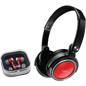  Coby CV215RED Deep Bass Stereo Headphones and Earphones (Red)