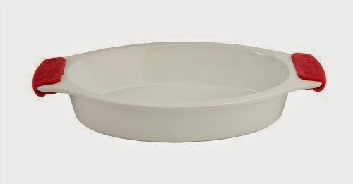  Paderno 12.5-inch Oval Baking Dish With Silicone Grip - White Porcelain