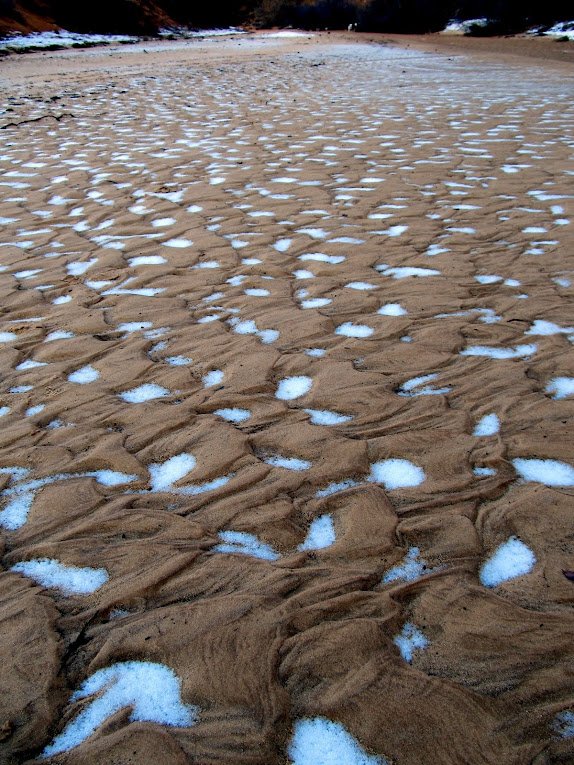 Frozen sand and snow in Phipps Wash