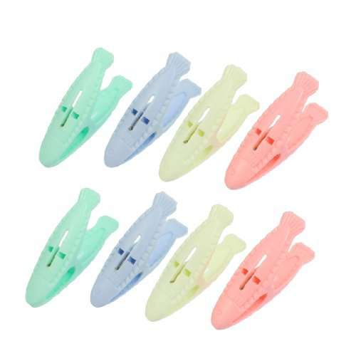 Amico Assorted Color Plastic Fish Shaped Clothes Pins Hanging Clips 8 Pcs