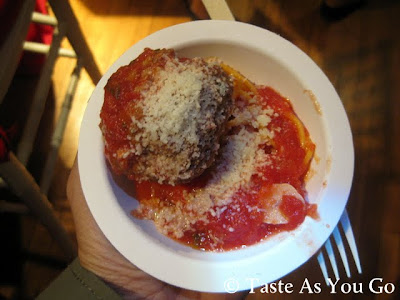 Beef, Pork & Veal Meatball and Spaghetti Alla Chittara from Rubirosa Pizzeria & Ristorante at Meatball Madness at the Food Network New York City Wine & Food Festival