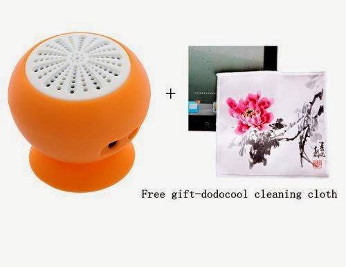  Mini Stereo Bluetooth Speaker Subwoofer Bass Sound Box for iPhone iPod iPad Handsfree Mic Car Suction Cup (Orange)