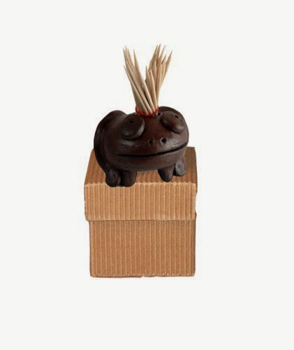  Pomaireware Clay Smiling Frog Toothpick Holder with Box