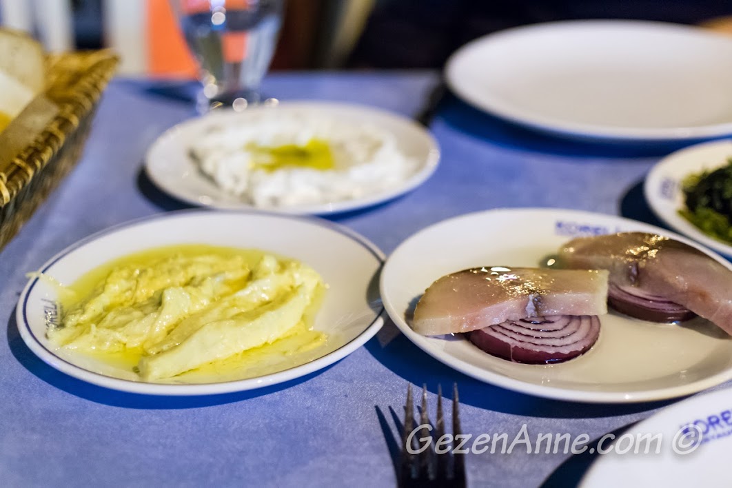 Bozcaada, Koreli Restoran'da yediğimiz levrek marin ve lakerda