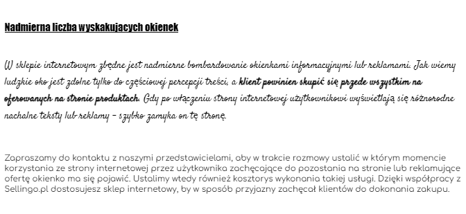 Źle wyeksponowana treść, niekiedy napisana za małą lub nieczytelną czcionką - zmień to z Sellingo.pl.