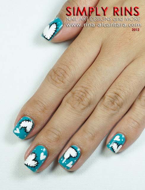 Heart Patches Nail Art Design