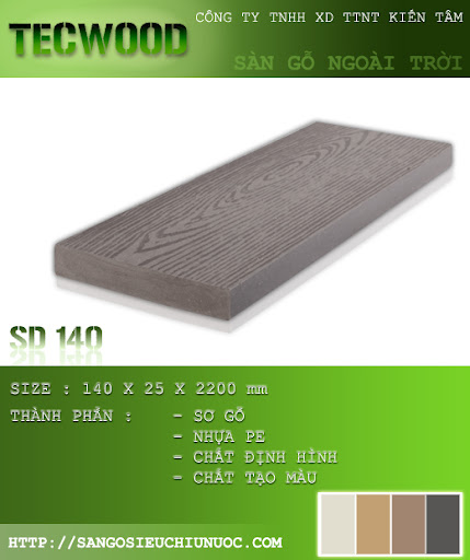 Công ty bán sàn gỗ ngoài trời TECWOOD,Decking WPC giá rẻ,uy tín,chất lượng SD140