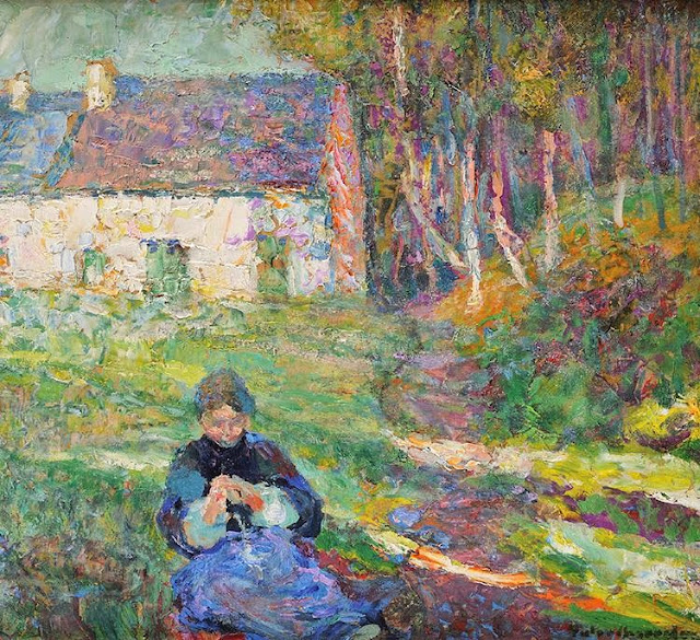 Victor Charreton - Jeune femme à l'ouvrage