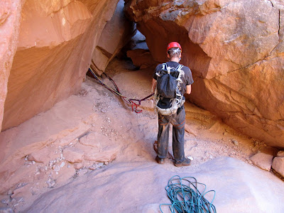 Checking out the webbing on the anchor