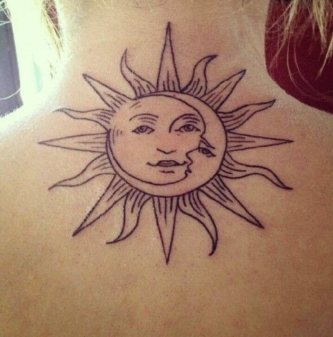 sun tattoos on neck