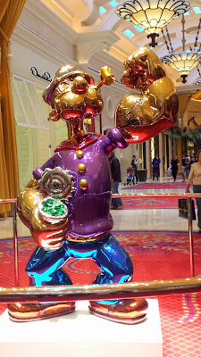 Popeye art piece by Jeff Koons, made with high chromium stainless steel with transparant color coating inside the Wynn Esplanade