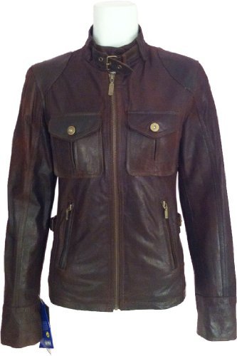 Ladies Brown crunch real leather Jacket #F1 (12)