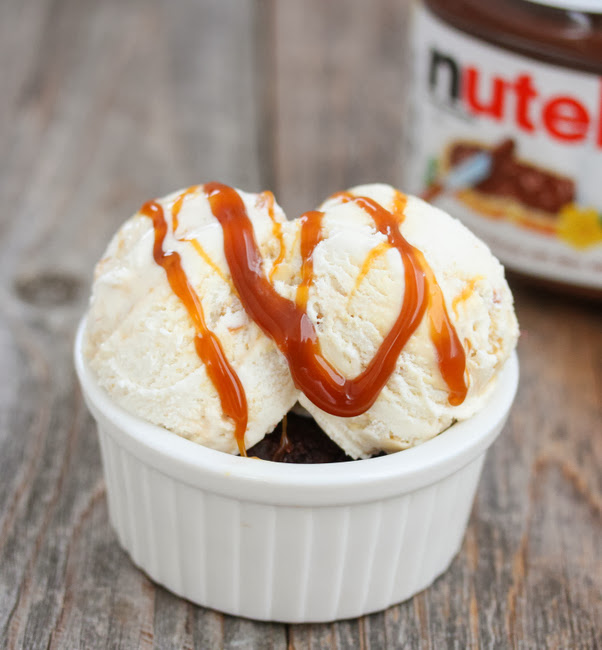 photo of nutella brownie with ice cream 