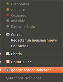 Google-Reader-Indicator se va al menu de mensajes