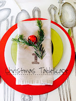 Red and lime green Christmas tablescape