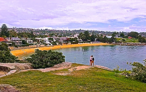 Harbour beach ... with shark-net! From Walking Sydney: North Bondi to South Head