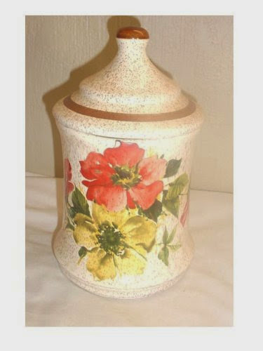  Porcelain Cookie Jar w/Flower Design