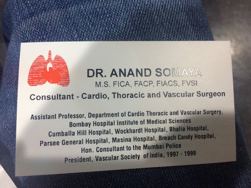 Dr. Anand Somaya, 73, Indian Cancer Society, Cooperage Opp. Football Stadium, MSLTA, Maharshi Karve Rd, Mumbai, Maharashtra 400020, India, Cardiothoracic_Surgeon, state MH