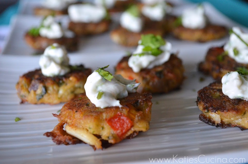 Mini Crab Cakes with Cilantro Lime Sauce via KatiesCucina.com