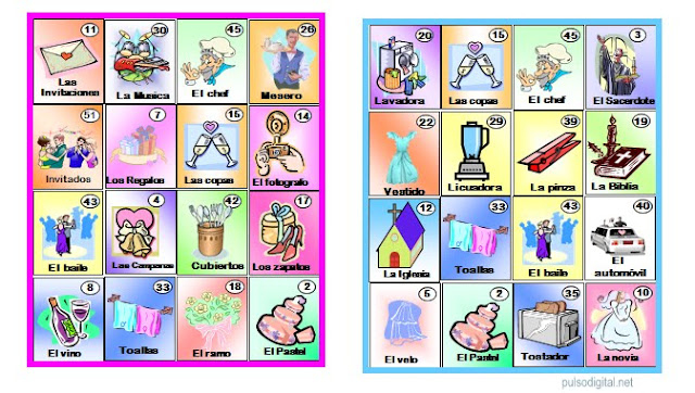 Loteria para despedida de soltera Lotería nupcial
