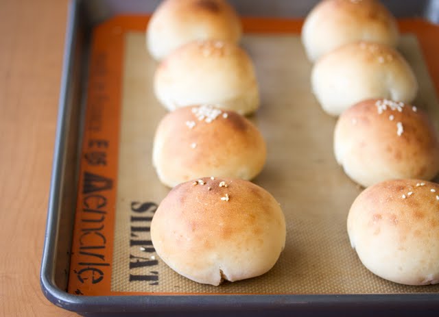 photo of baked rolls on a baking sheet