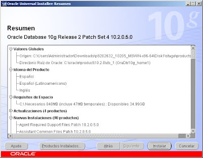 Instalar parche 10.2.0.5.0 de Oracle Database en Windows Server 2008 R2