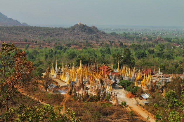 The Shwe Inn Dein Pagoda Complex as seen from a neighbouring hill