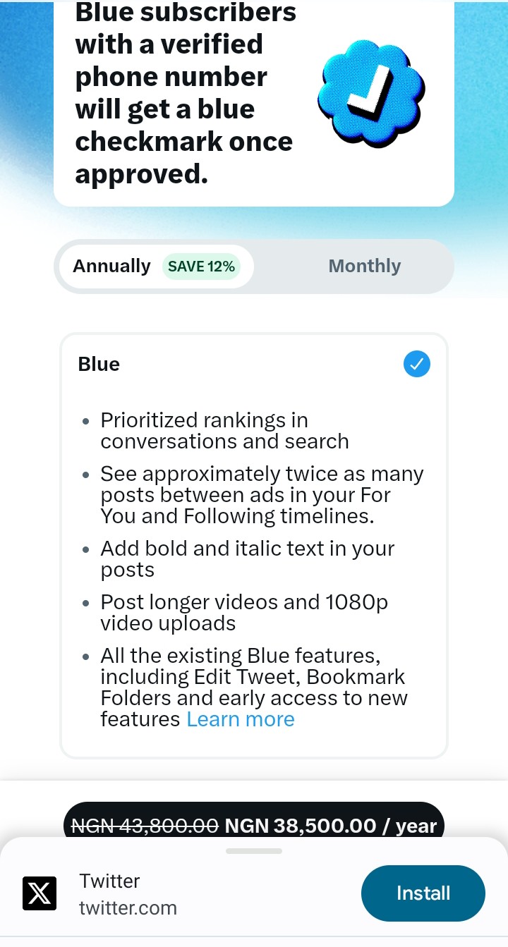 Apply for Twitter Blue in Nigeria; X Premium 2023