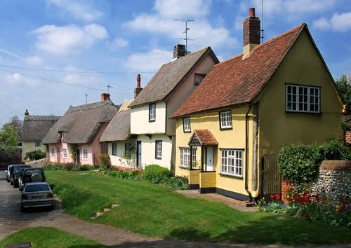 Row of thatched cottages