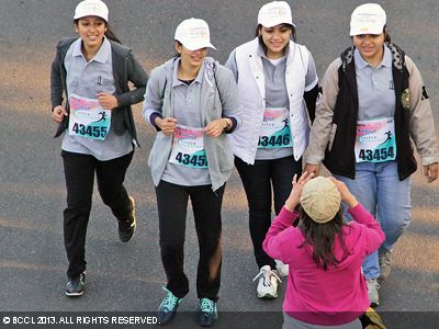 Participants during the 4th edition of Jaipur marathon, held in the city.