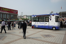 police truck at Nanmen Square in Yinchuan, Ningxia, China