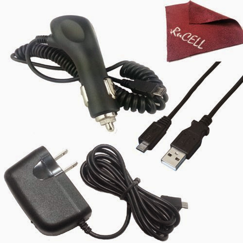  for AT & T Motorola Moto X Car Charger, Wall Home Charger, Micro USB Charging Data Cable, RuCell brand Suede cleaning Cloth
