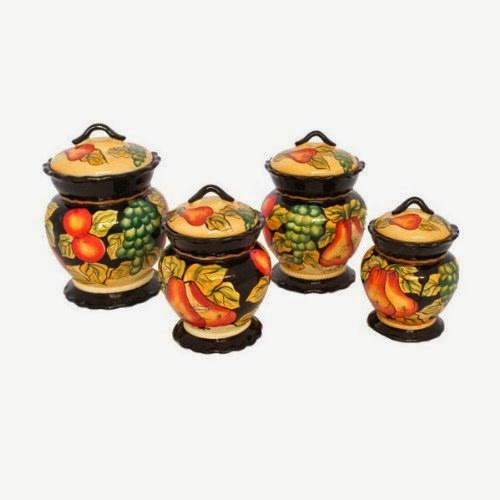  Casa Cortes Barcelona Collection 4-Piece Hand-Painted Canister Set
