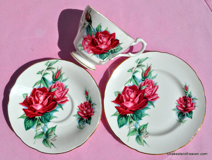 Royal Standard Christian Dior Rose teacup, saucer, tea plate trio