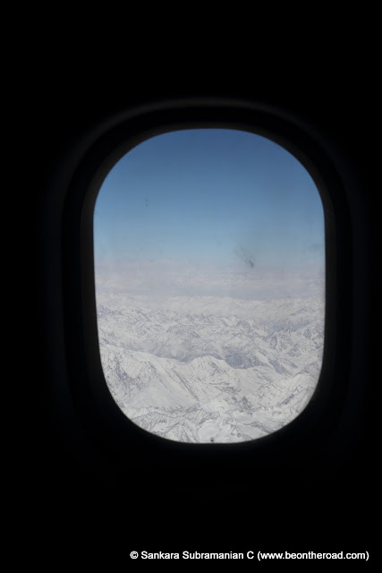 The Himalayan vista as seen from the aircraft flying from Jammu to Leh