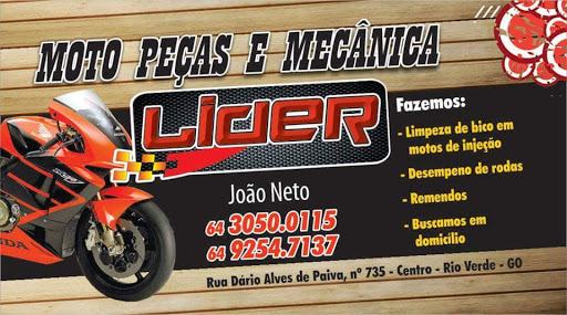 Moto Peças e Mecânica Líder, R. Laudemiro José Bueno, 735 - Jardim América, Rio Verde - GO, 75902-510, Brasil, Loja_de_Motocicletas, estado Goiás