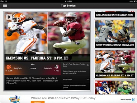 ESPN College Football iPad app