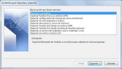 Exportar calendario Microsoft Outlook 2010 a formato CSV