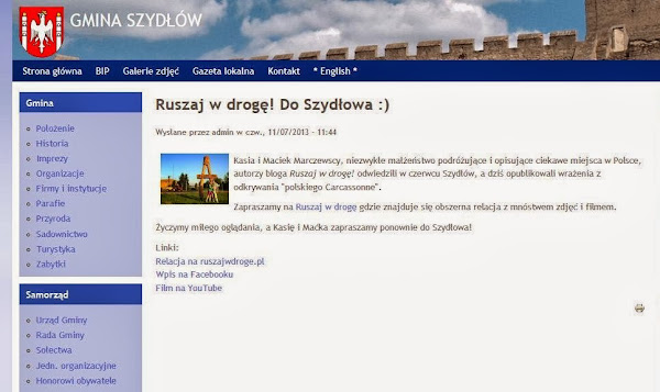 Ruszaj w Drogę na oficjalnym portalu Gminy Szydłów