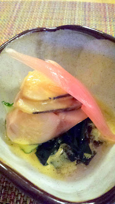 Smoked Mackerel Sunomono with egg vinegar, cucumber and seaweed, my fave sunomono they have made so far at Nodoguro August themed pop-up- Haruki Murakami 8/12/2014