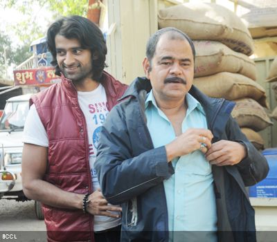 Ranjan and Sanjay Mishra on the sets of Bollywood movie 'Saare Jahaan Se Mehnga'.